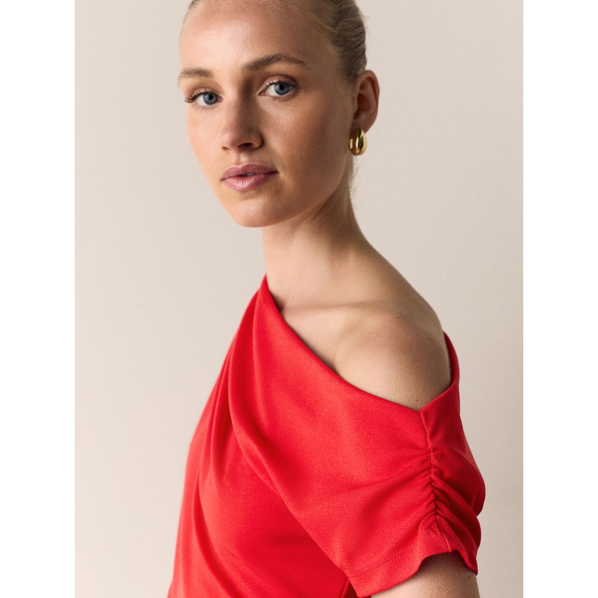 Haut sans manches drapé asymétrique rouge, NEXT