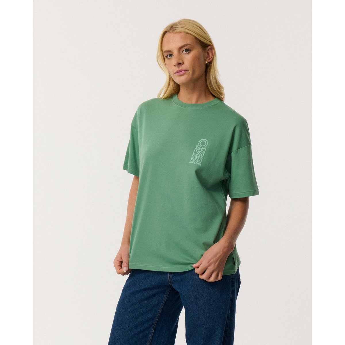 T-shirt oversize SEARCH SERIES VAPORCOOL vert poussiéreux, RIP CURL