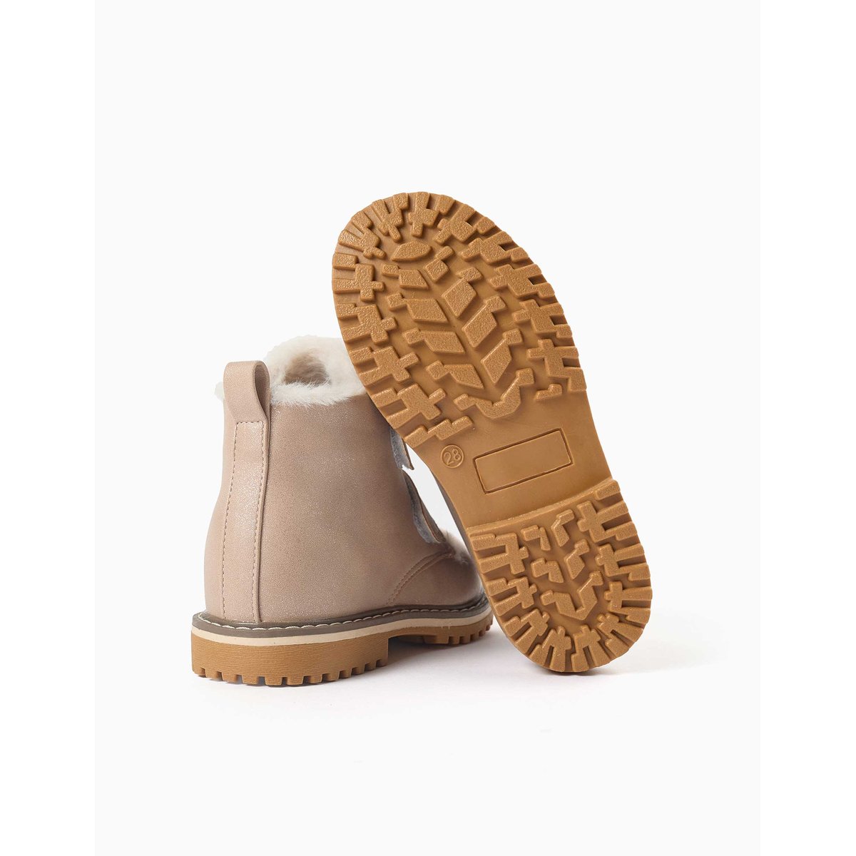 Bottines à finition pailletée et peluche douce synthétique rose, ZIPPY