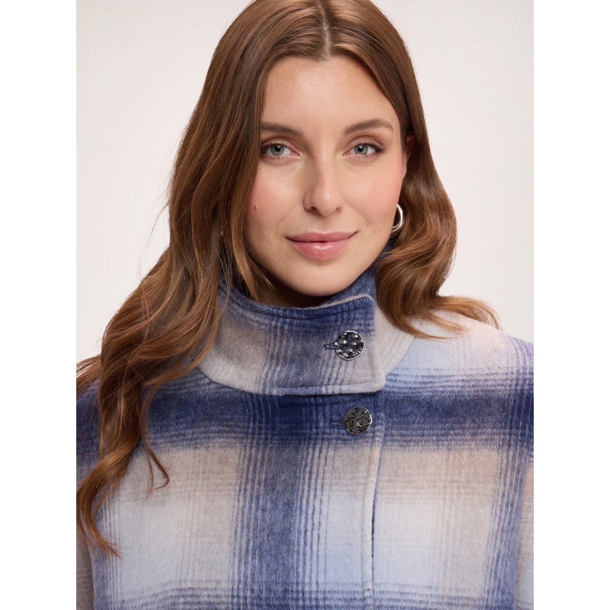 Manteau court à motif à carreaux bleu, FIORELLA RUBINO