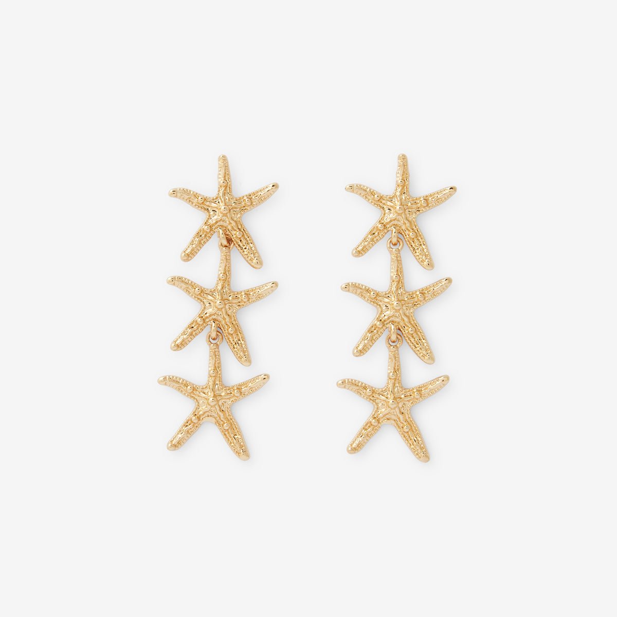 Boucles d'oreilles longues étoiles de mer doré, BALABOOSTE