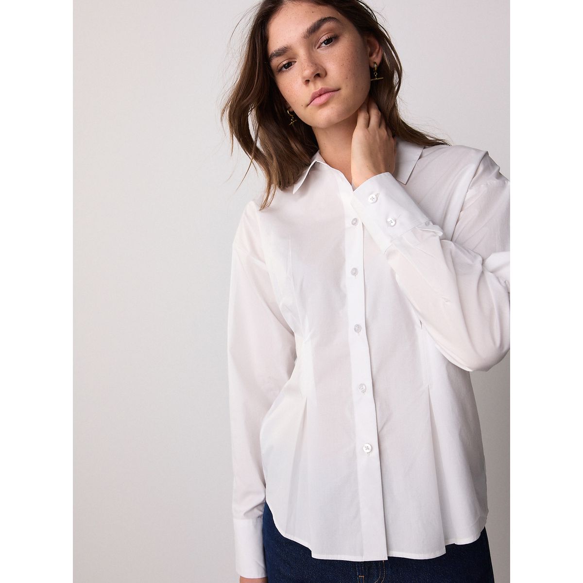 Chemise ajustée à taille cintrée blanc, NEXT