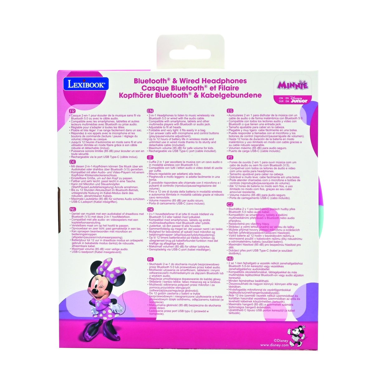 Casque 2 en 1 Bluetooth® et Filaire confortable et pliable Minnie Mouse rose, LEXIBOOK