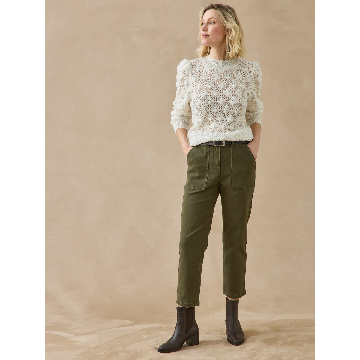 Pantalon cargo 7/8ème femme kaki, DAXON