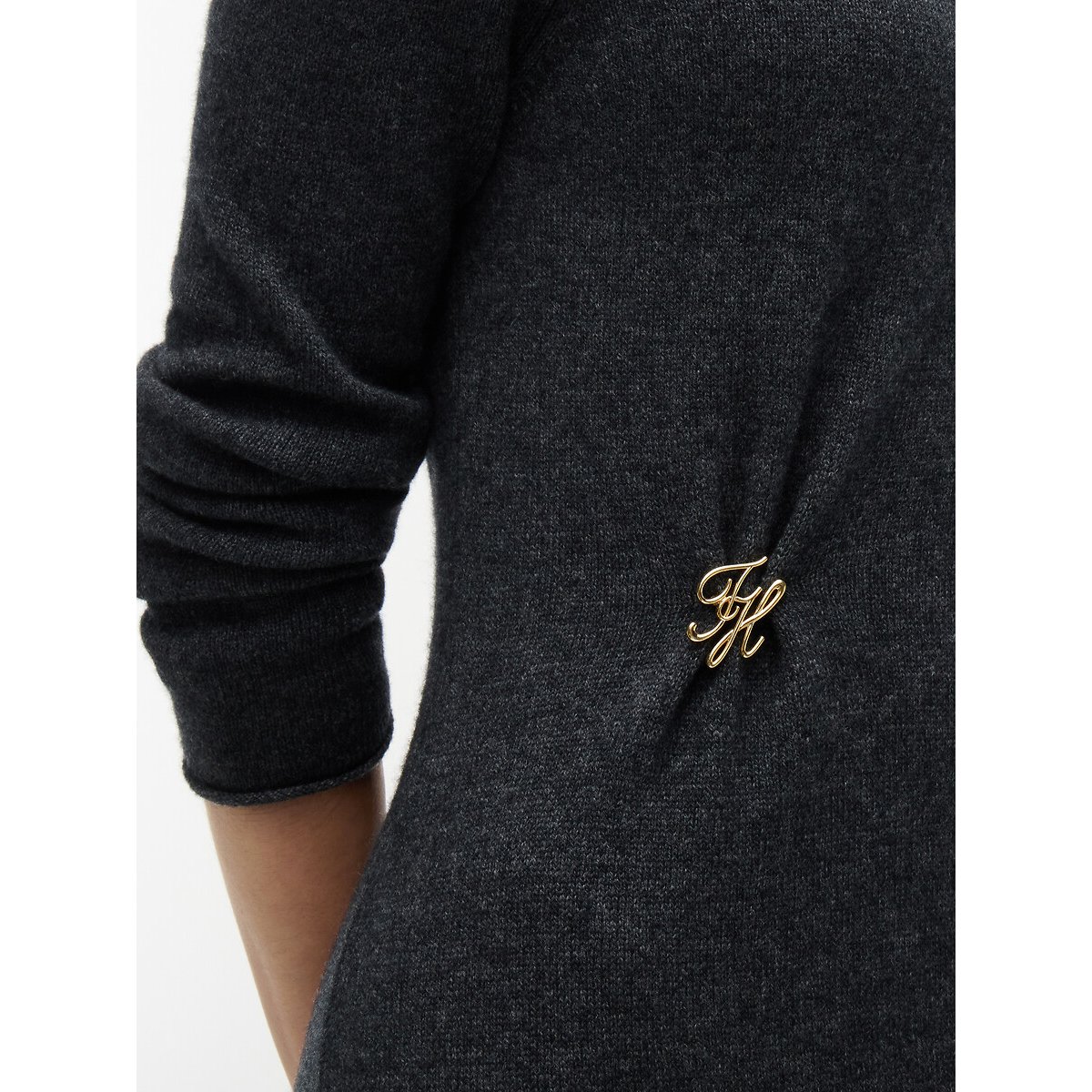 Robe longue en maille en laine gris foncé, TOMMY HILFIGER