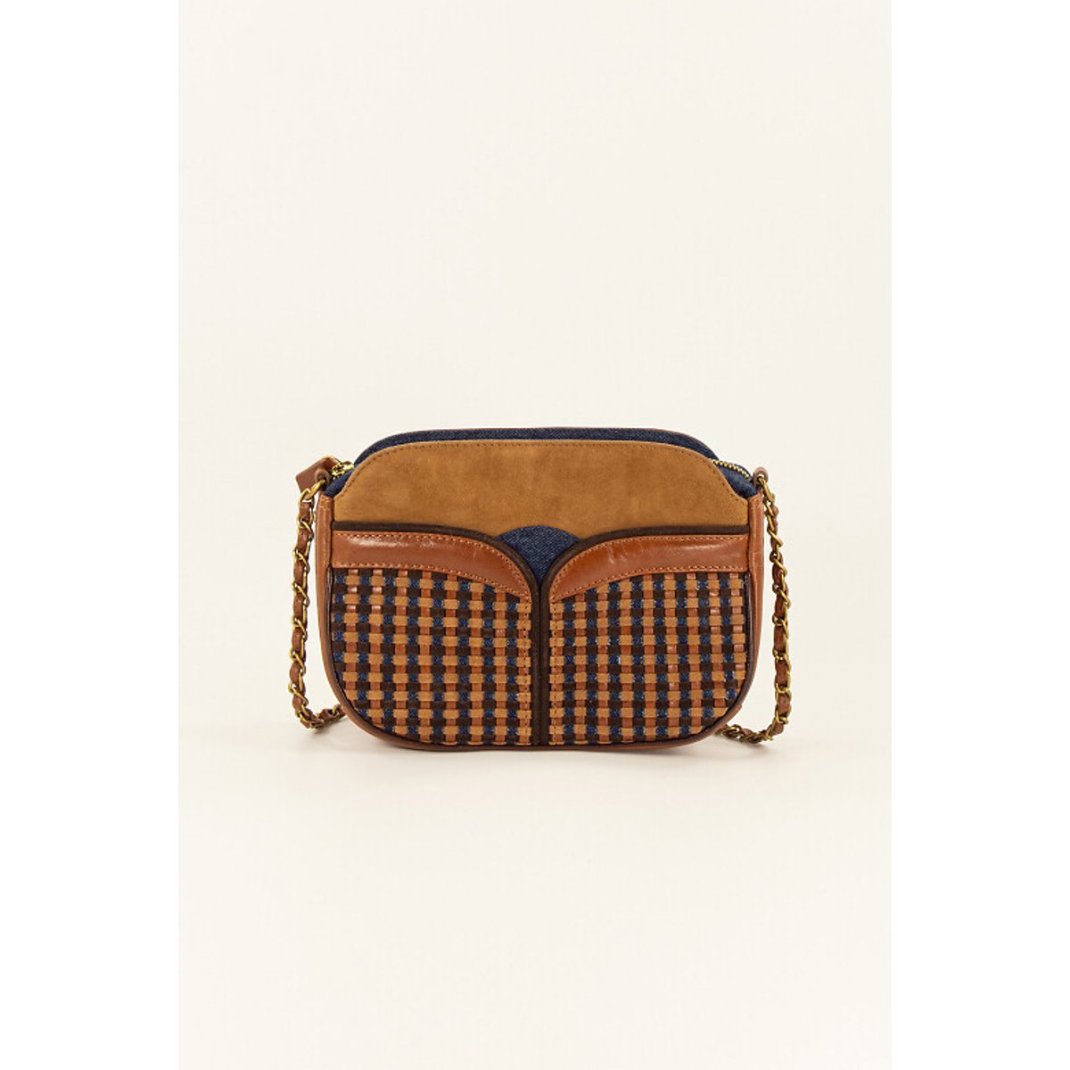 Sac à bandoulière en cuir, DIVINE camel/marine, SESSUN