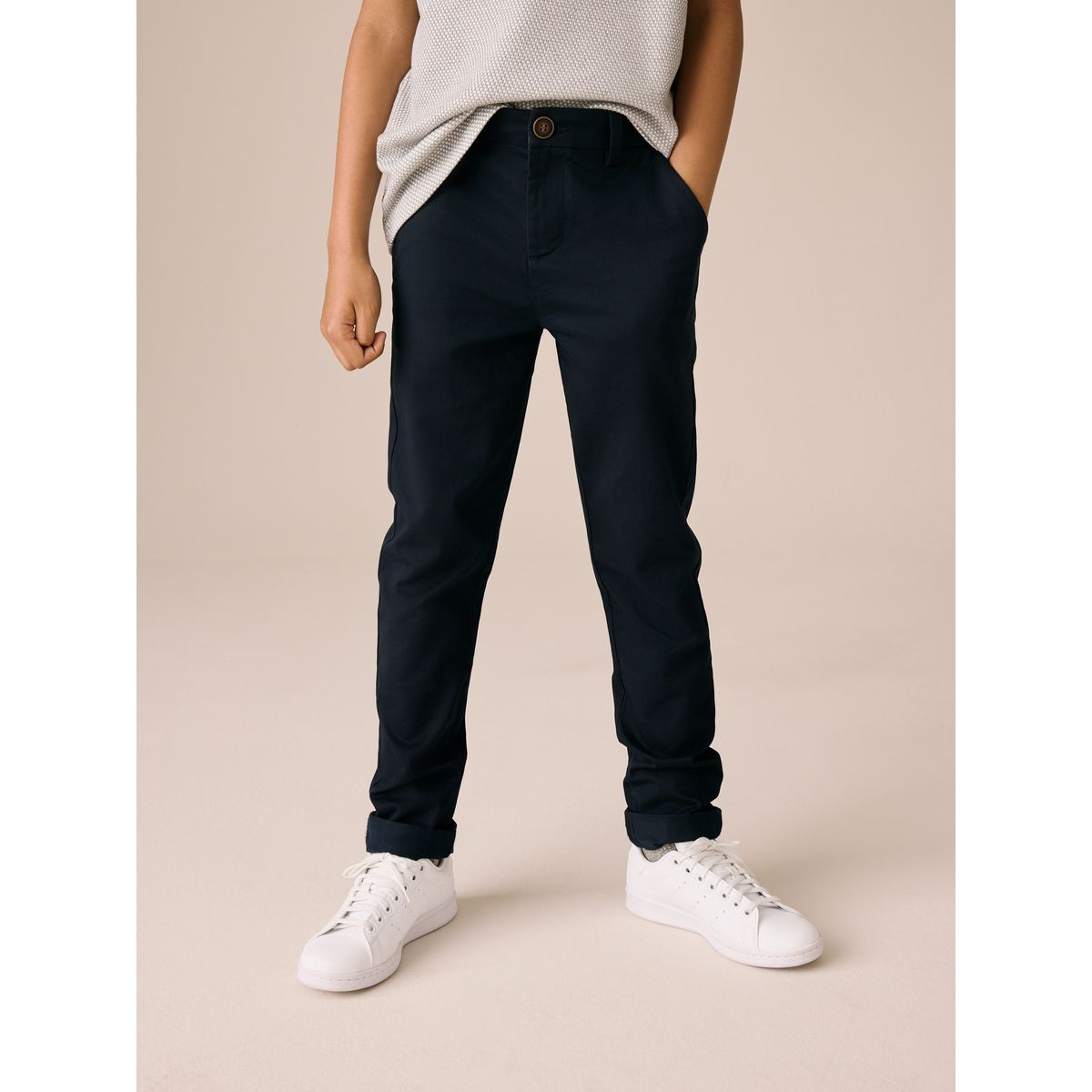 Pantalon chino haut de gamme bleu marine, NEXT
