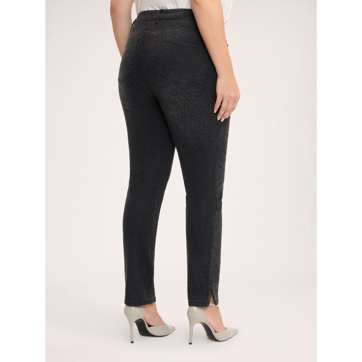 Jean skinny à imprimé animalier noir, FIORELLA RUBINO