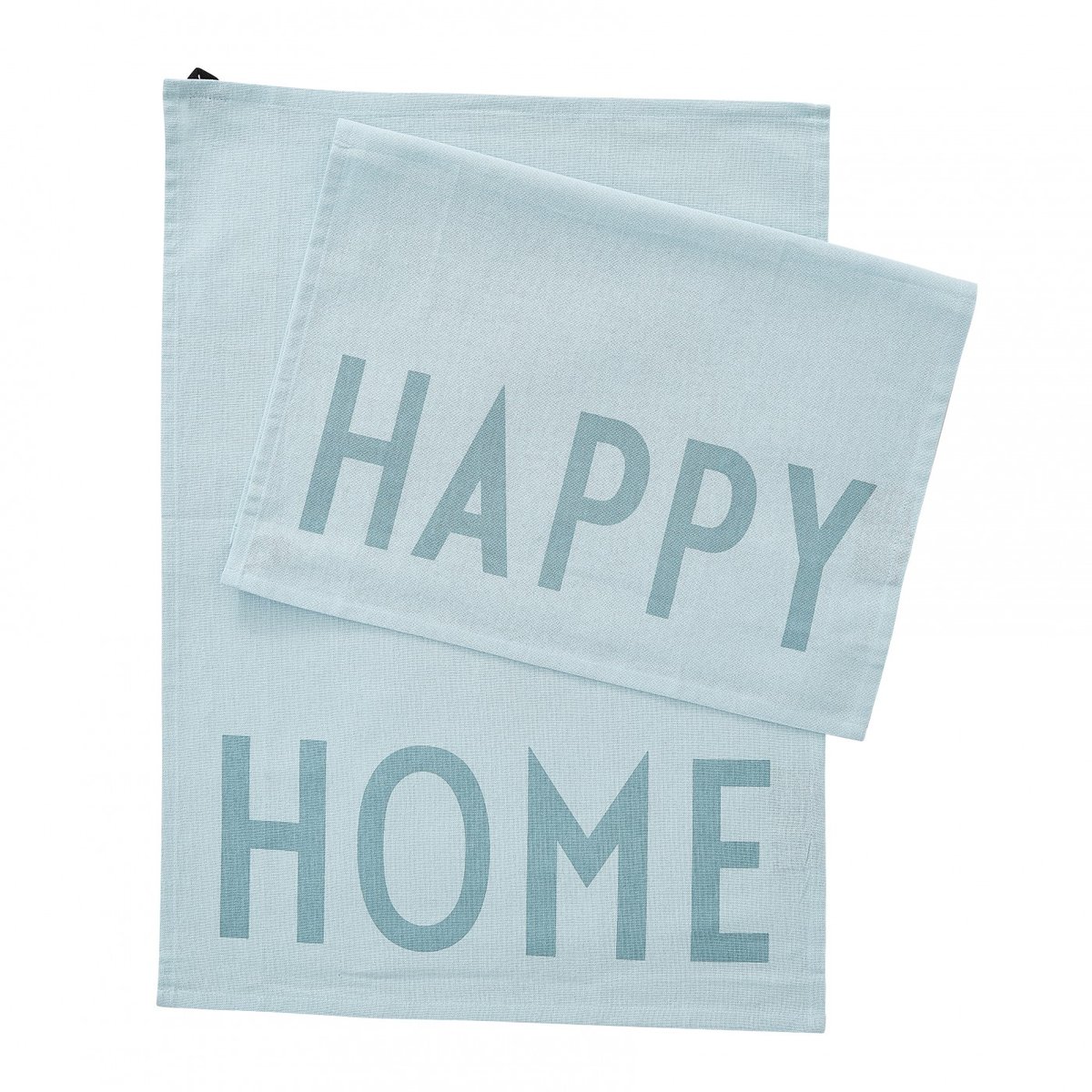 Lot De 2 Torchons Happy & Home bleu, DESIGN LETTERS