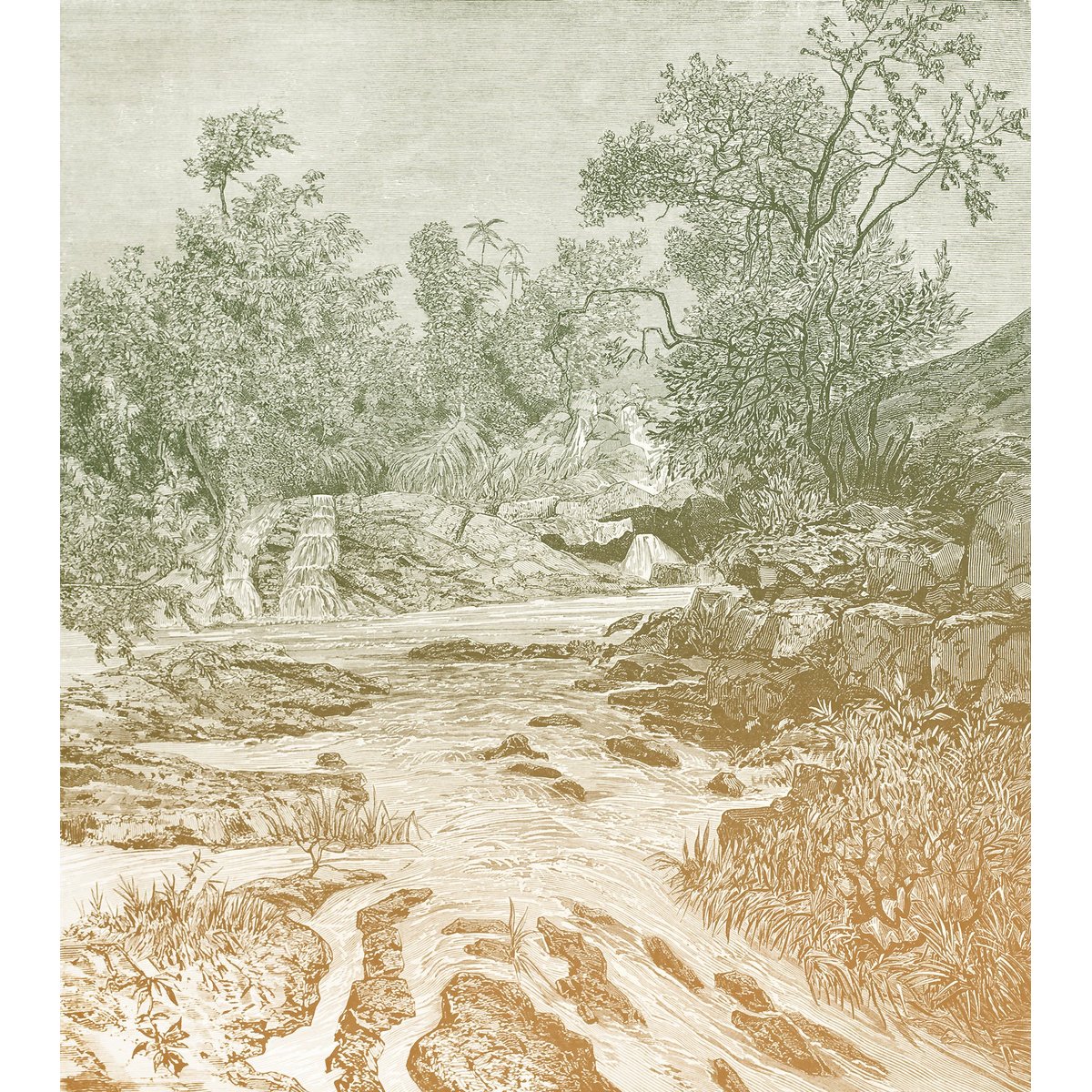 Papier peint panoramique Rives d'Abyssinie 240 x 270 cm - intissé mat FSC marron, LE PAPIERS DE NINON