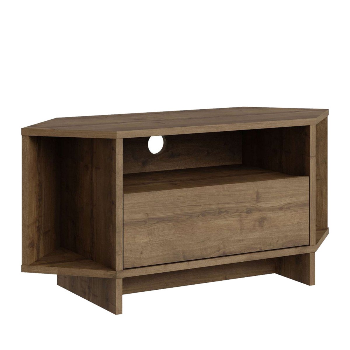 Meuble TV d'angle 1 porte en bois L95,7cm- CANO bois foncé, DRAWER