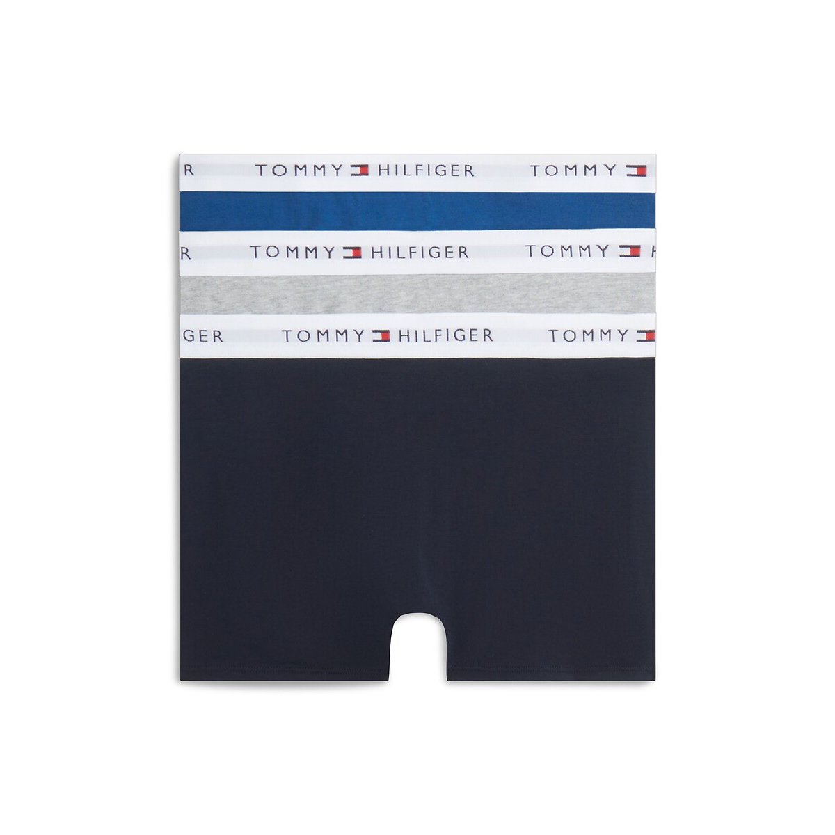 Lot de 3 boxers, ceinture siglée bleu marine + bleu + gris, TOMMY HILFIGER