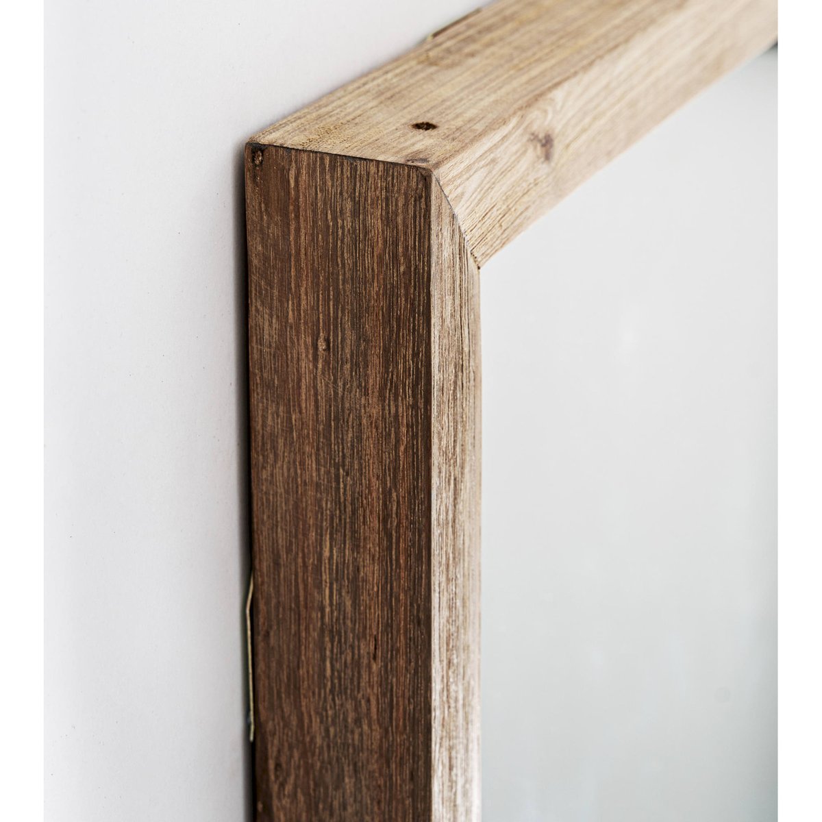 Miroir rustique en bois de teck brun clair et miroir, RECOLLECTION
