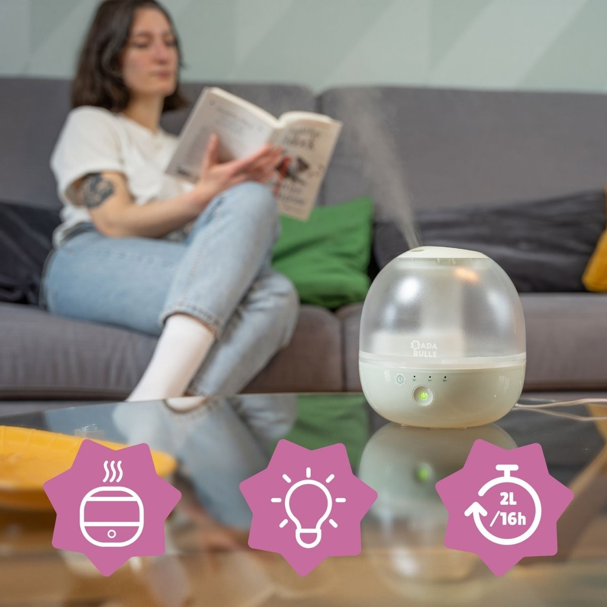Humidificateur Veilleuse Bubble vert clair, BADABULLE