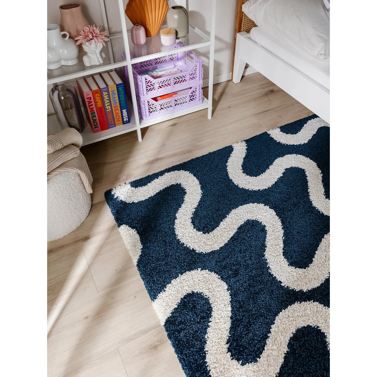 Tapis à poils longs LOUISE bleu, BENUTA 