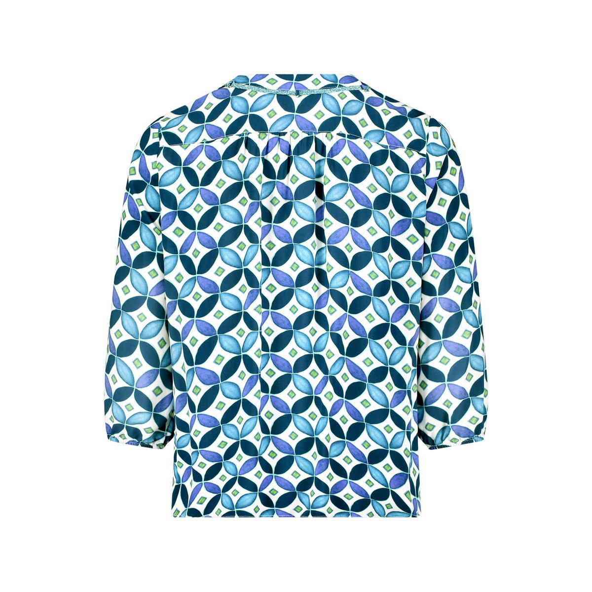 T-shirt façon blouse à laçage bleu/vert, CARTOON