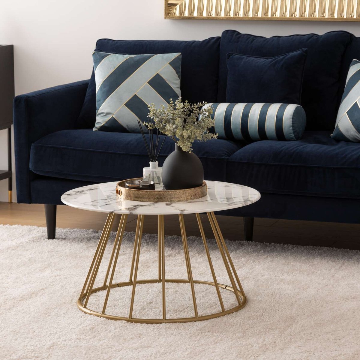 Table basse effet marbre RAYO blanc, ATMOSPHERA