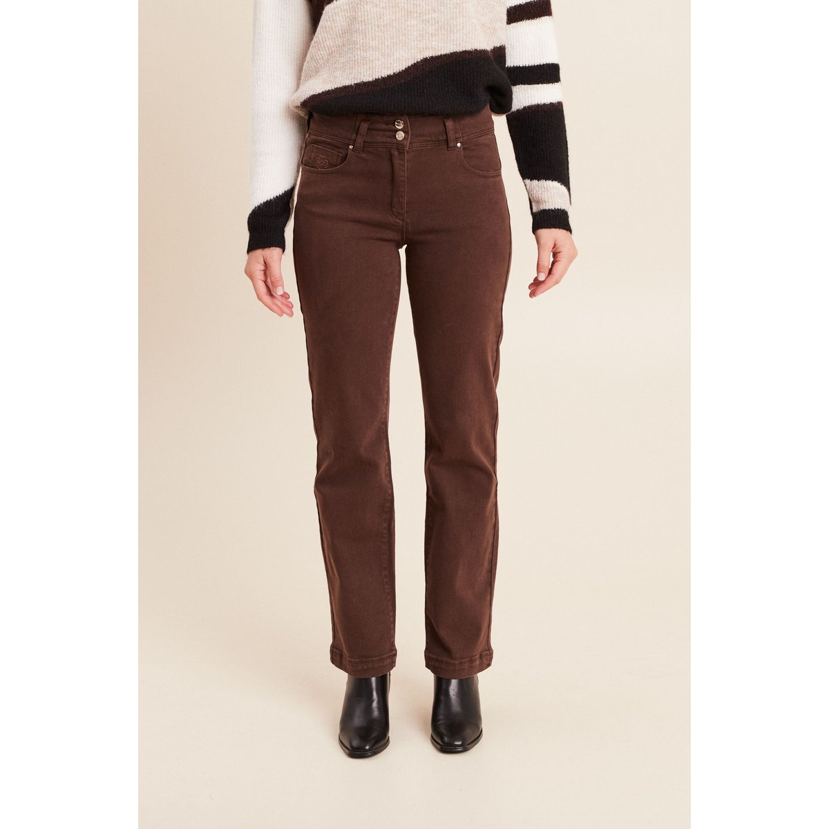 Jean taille haute marron foncé, BREAL
