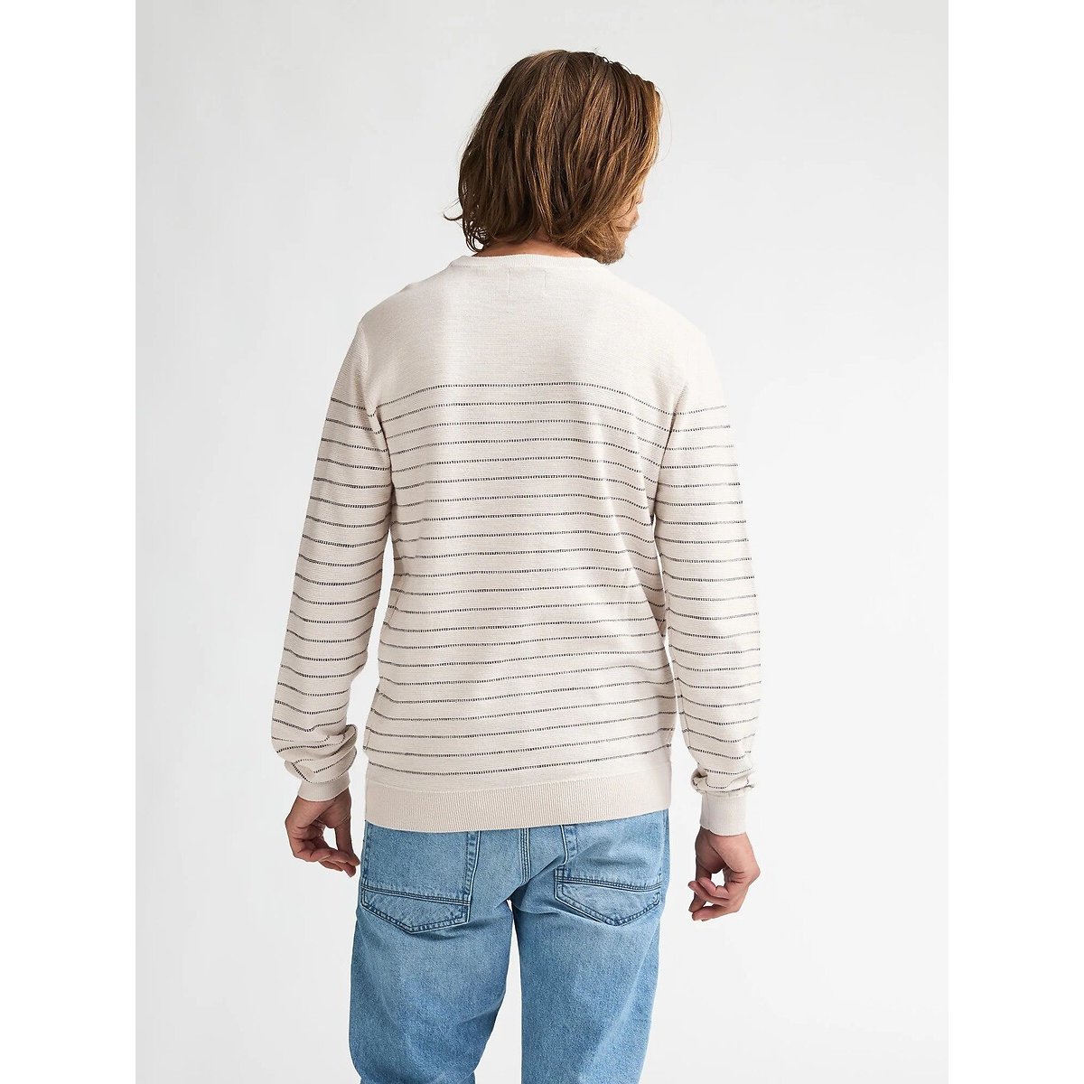 Feinstrickpullover mit Rundhalsausschnitt ecru/marine                  , PETROL INDUSTRIES