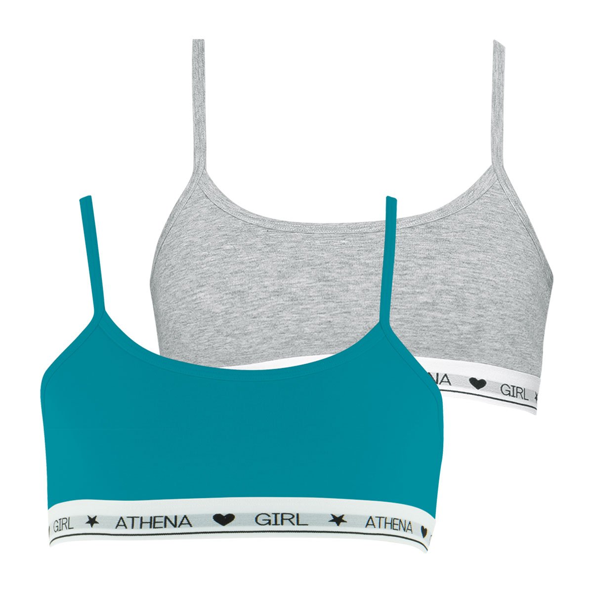 Lot de 2 brassières bleu ciel-gris chiné, ATHENA