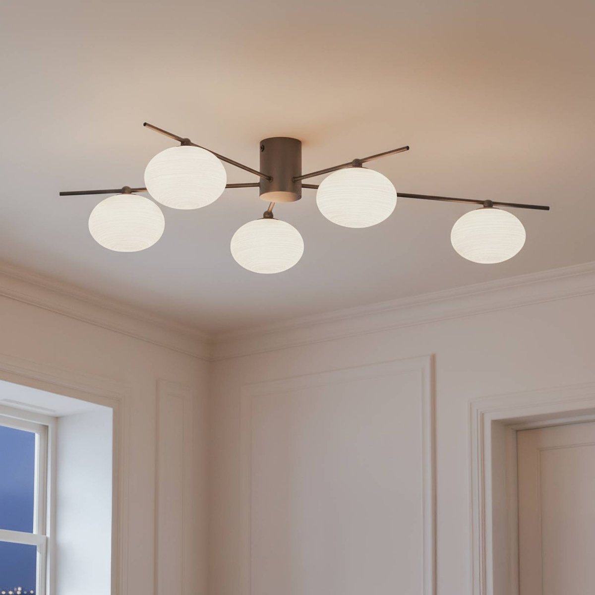 Plafonnier en verre, Valisa noir, blanc, LINDBY