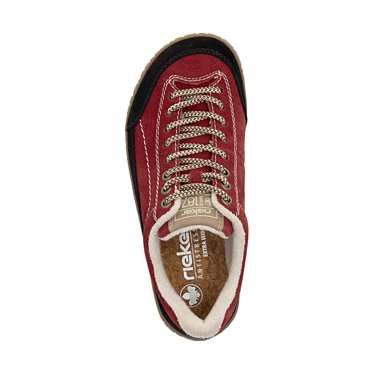 Basket Cuir Morelia rouge-combi, RIEKER