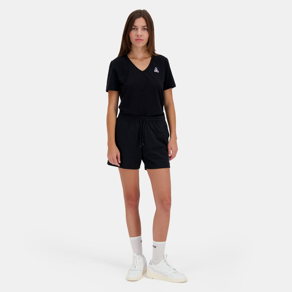 T-shirt col V Essentiel en jersey de coton Essentiels black, LE COQ SPORTIF