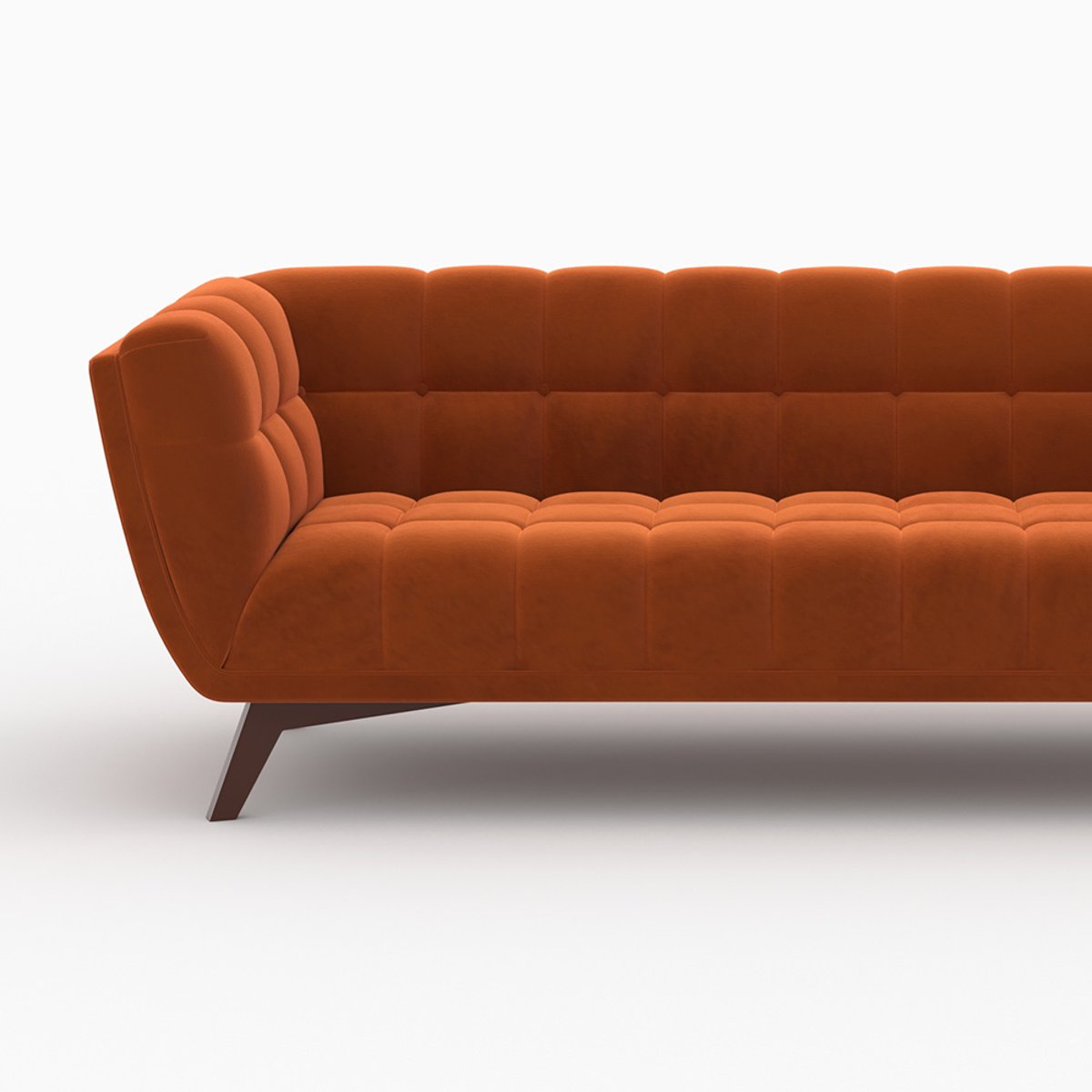 Ensemble canapé et fauteuil en velours 4 places - MONA orange, MAISON PAVANE