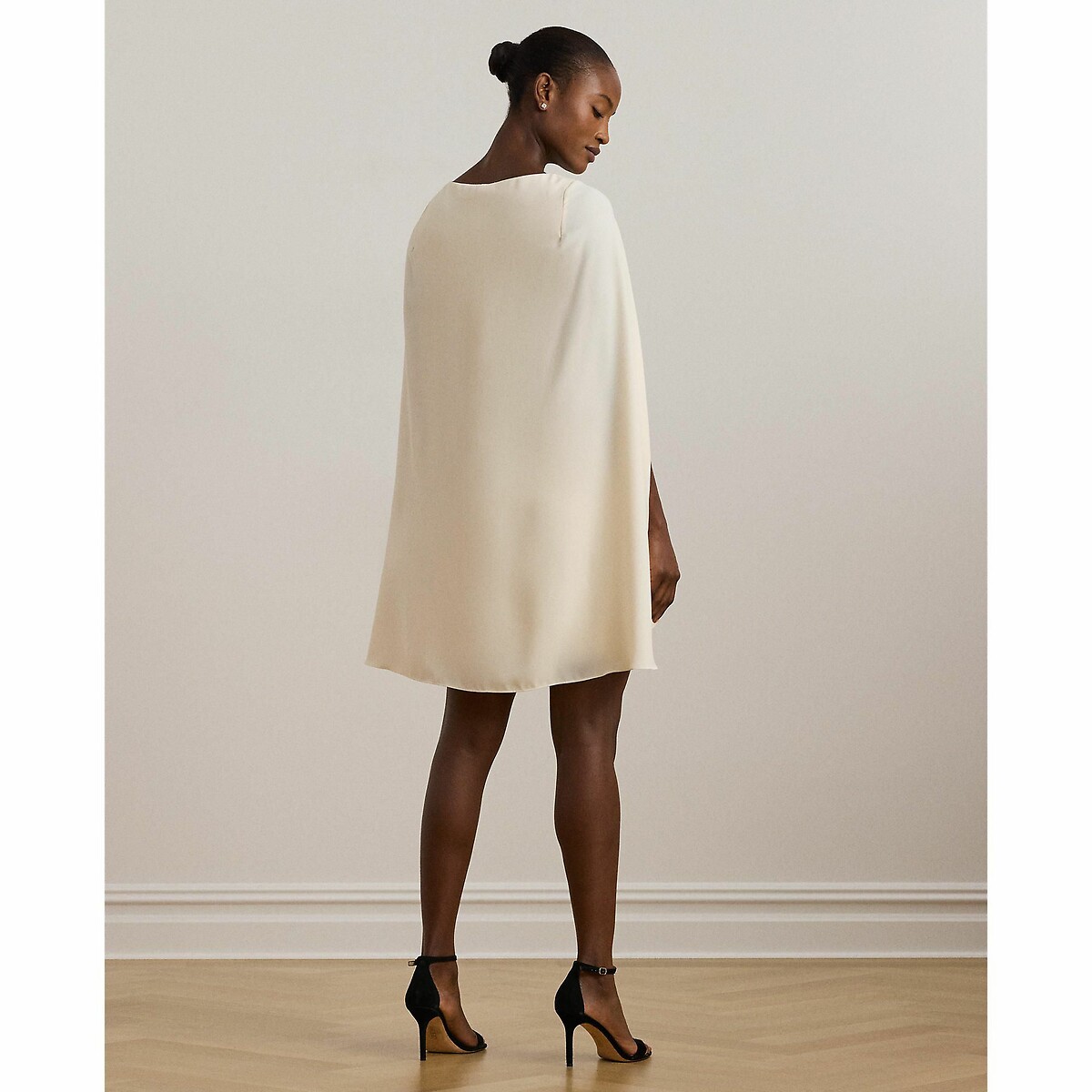 Robe courte cocktail col bateau cape PETRA ecru, LAUREN RALPH LAUREN
