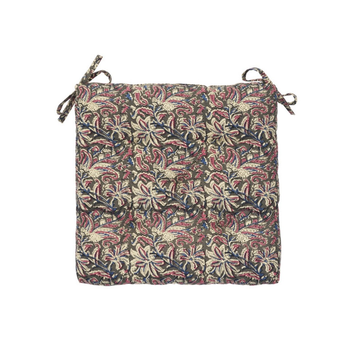Coussin de chaise coton imprimé floral rose, MADAM STOLTZ