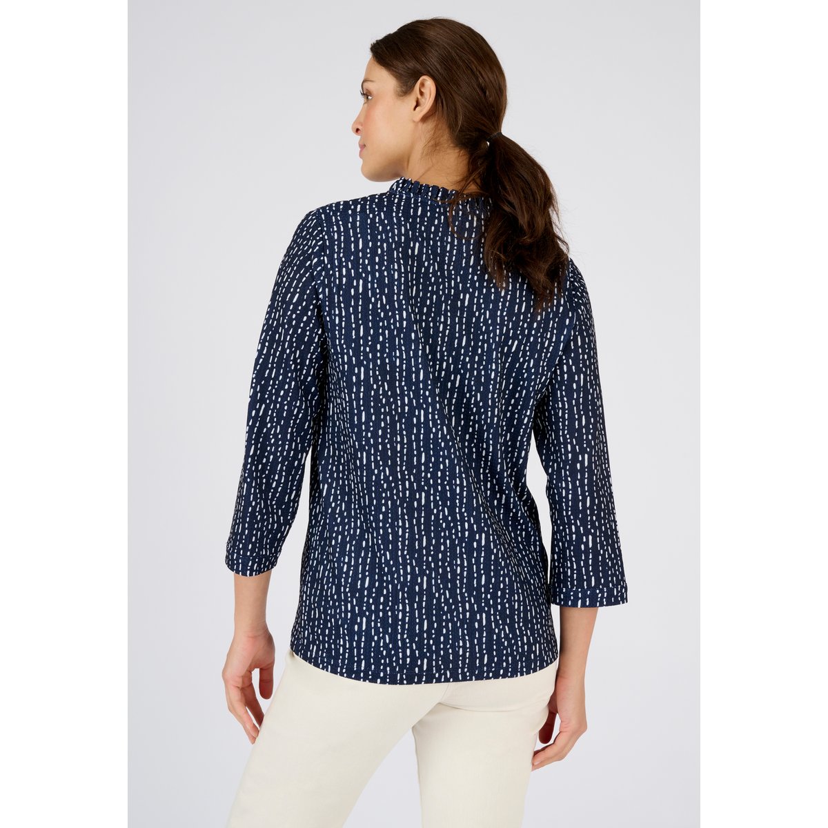 Top maille reliéfée imprimée bleu marine tachiste, DAMART