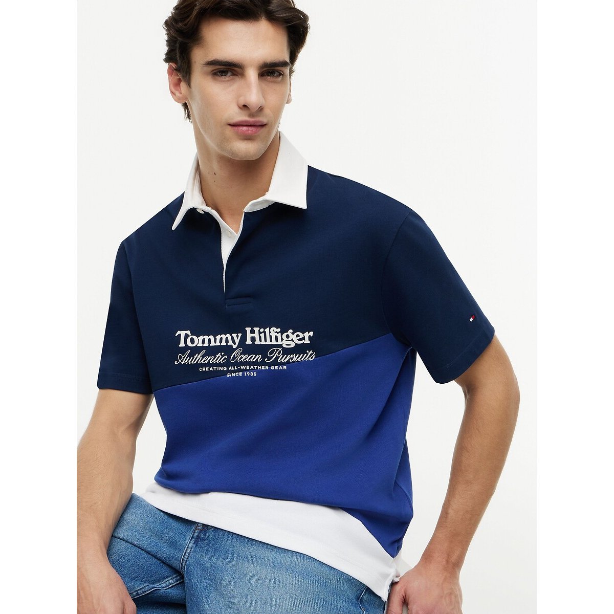 Polo de mangas curtas marinho, TOMMY HILFIGER