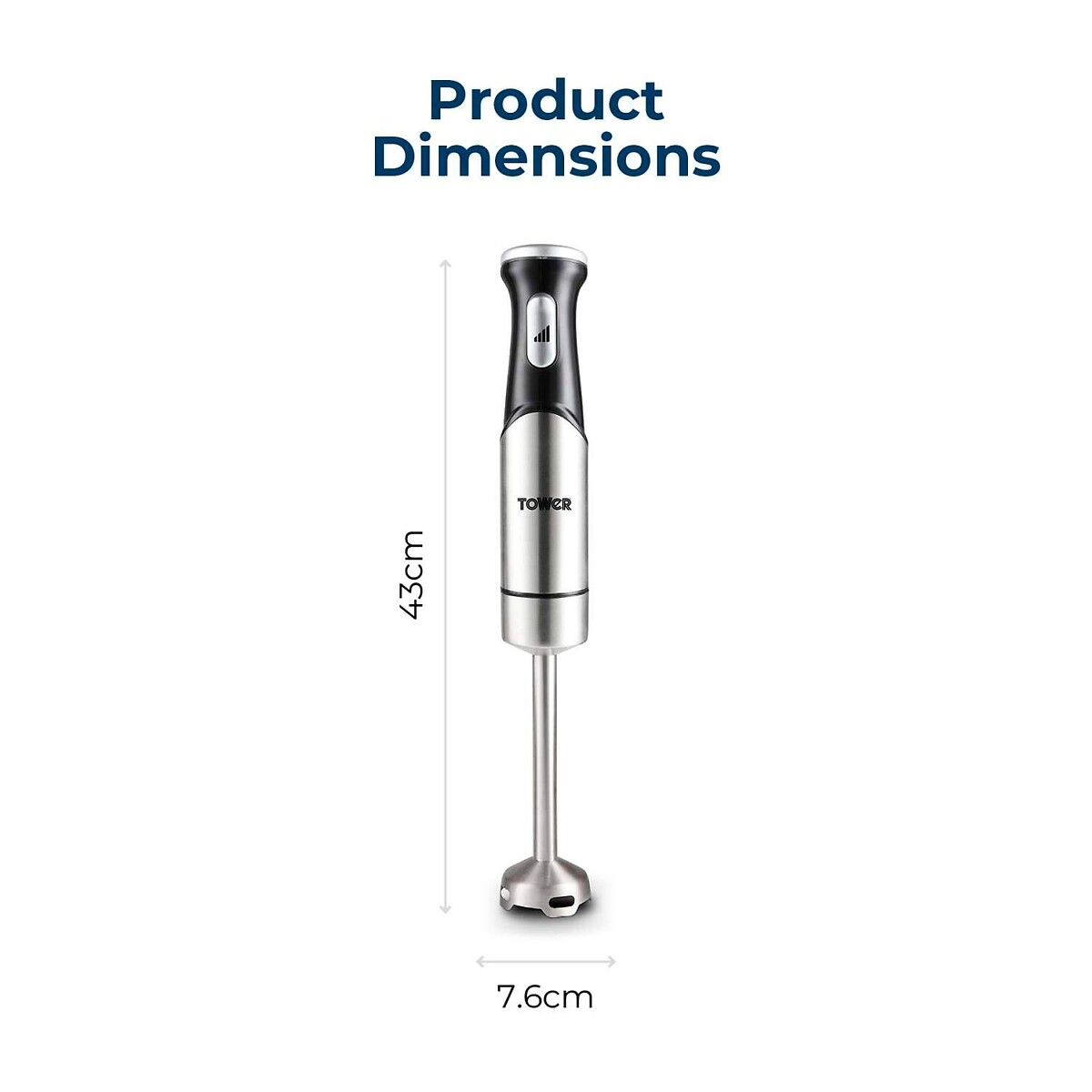 3-in-1 1200W Hand Blender - T12099 silver-coloured, TOWER