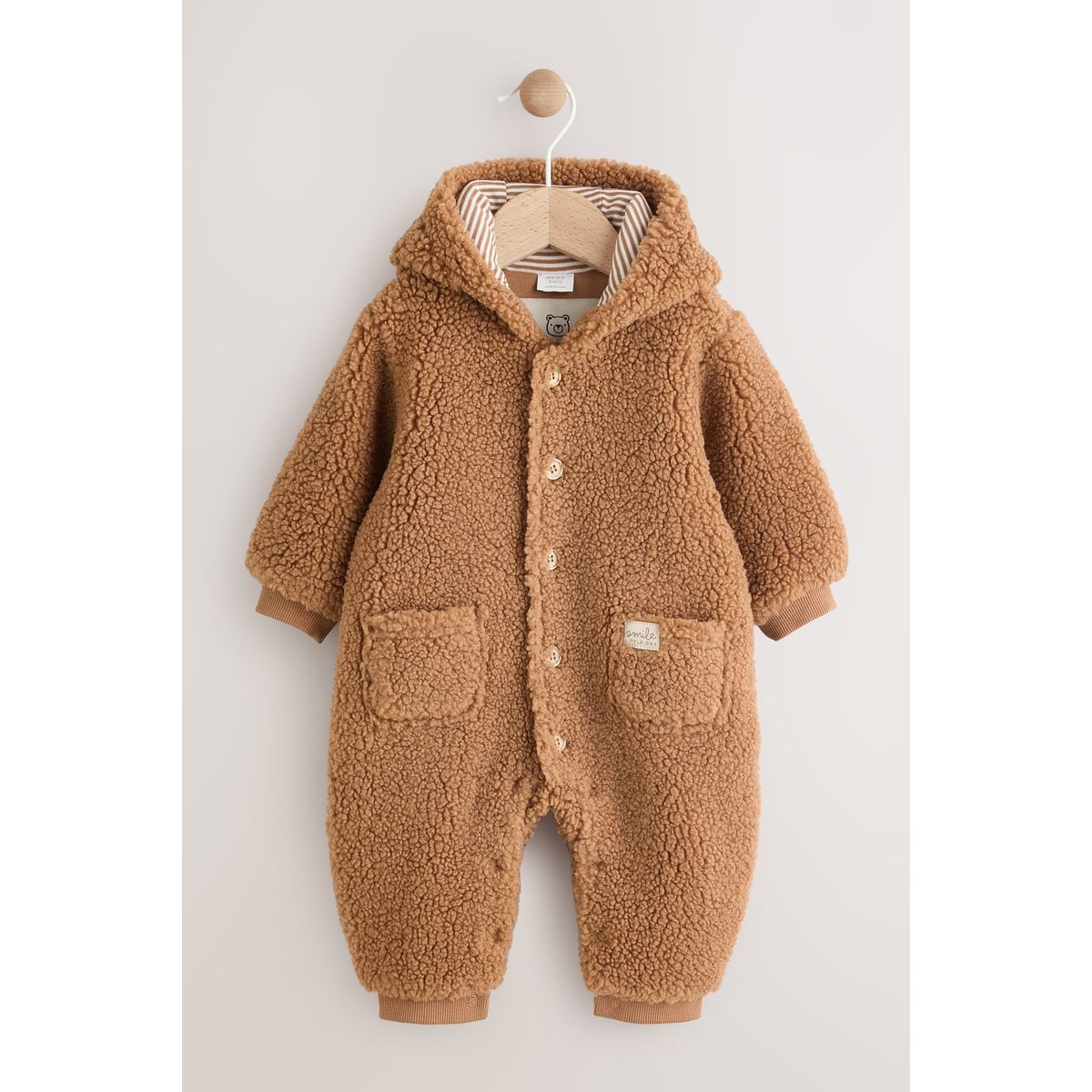 Combinaison bébé à capuche imitation mouton marron, NEXT