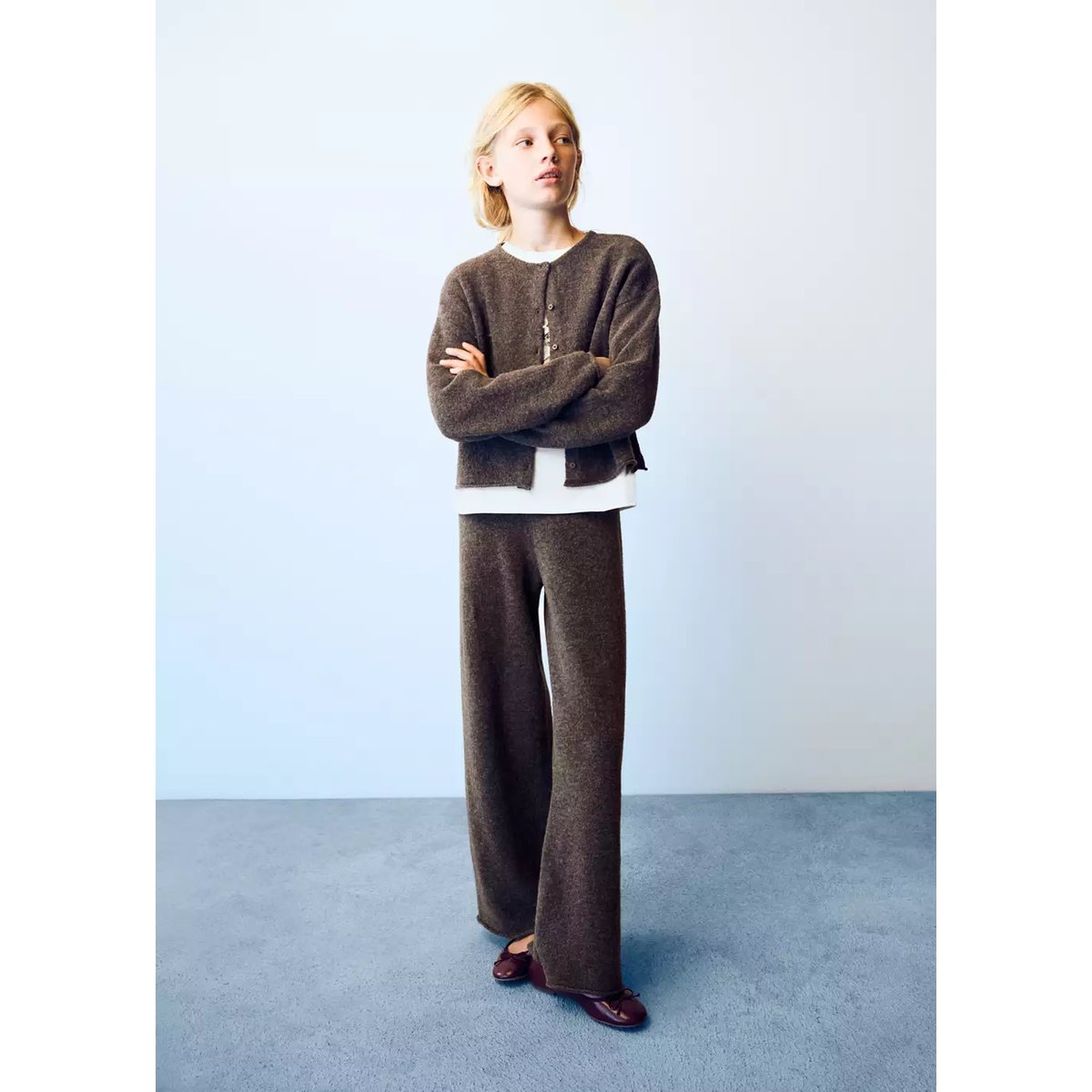 Cardigan en maille à boutons marron, MANGO KIDS