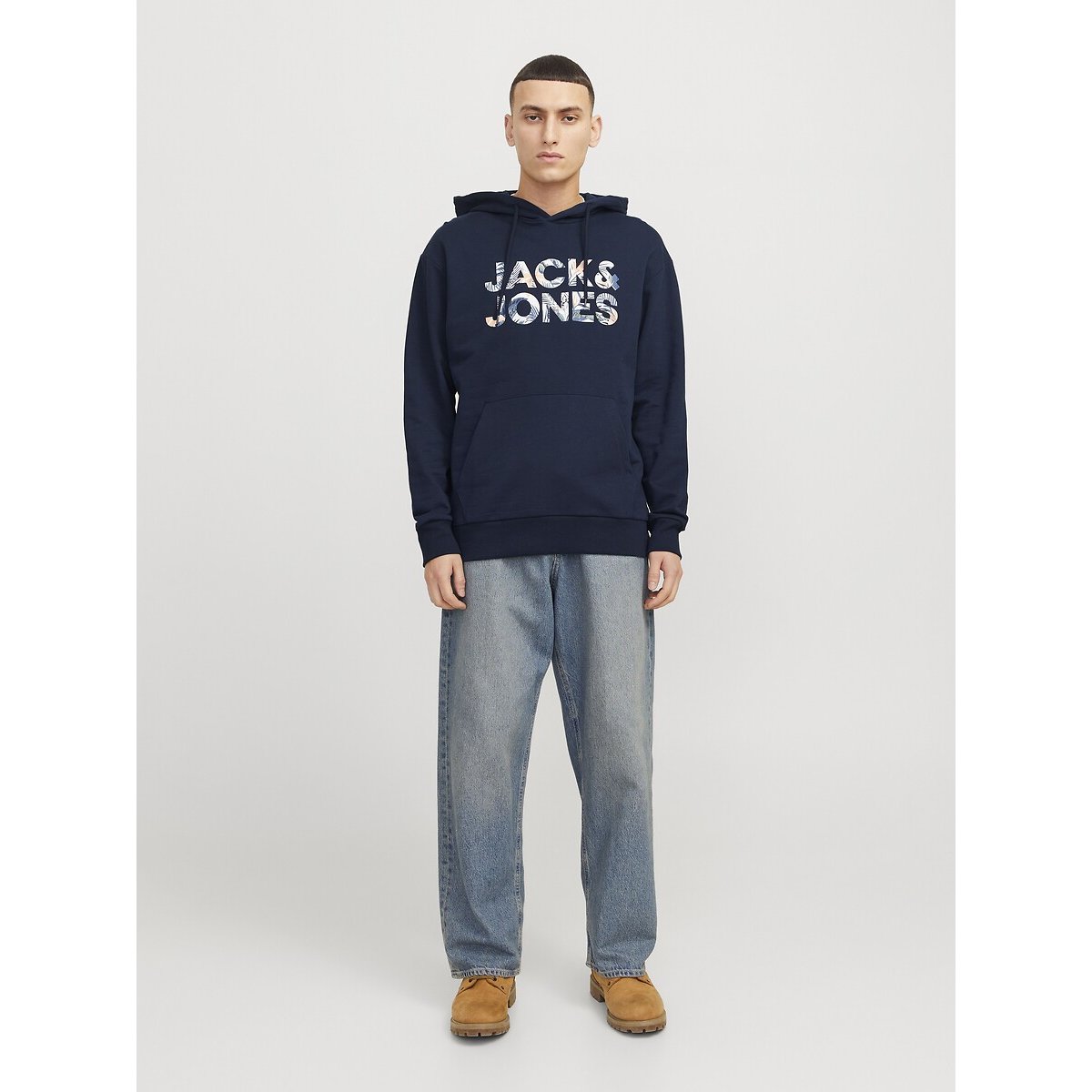 Relaxed Hoodie with Logo dark blue, JACK & JONES
