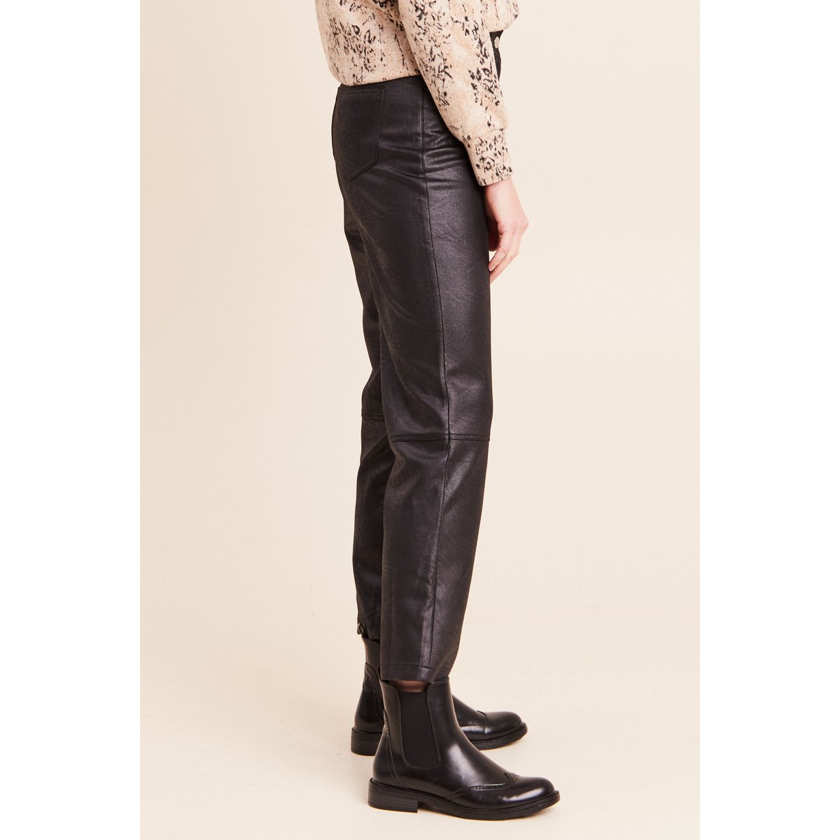 Pantalon droit 7/8ème taille haute noir, BREAL