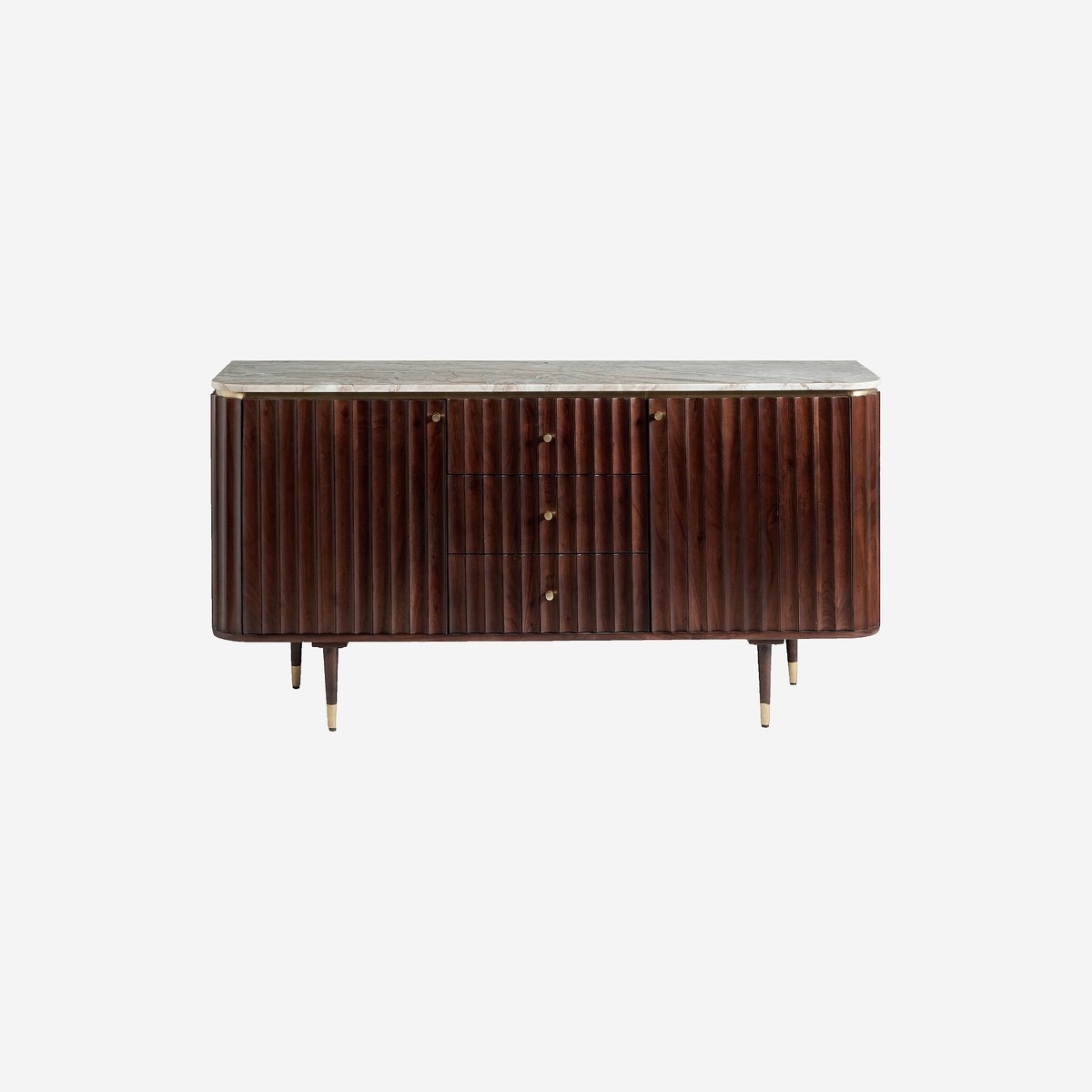 Buffet bois, panneau, marbre HECTOR naturel foncé, HABITAT