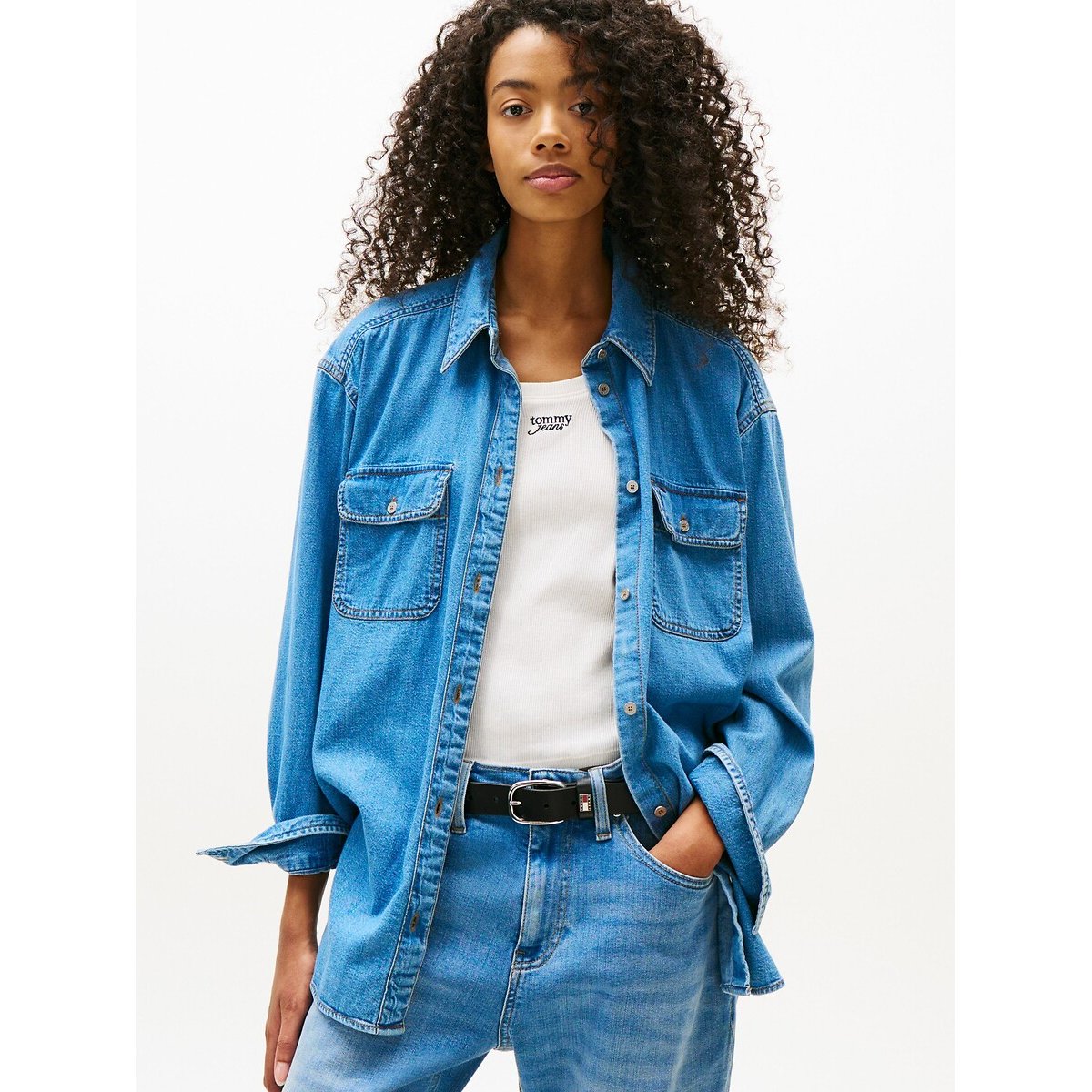 Camicia in denim a maniche lunghe denim blu , TOMMY JEANS
