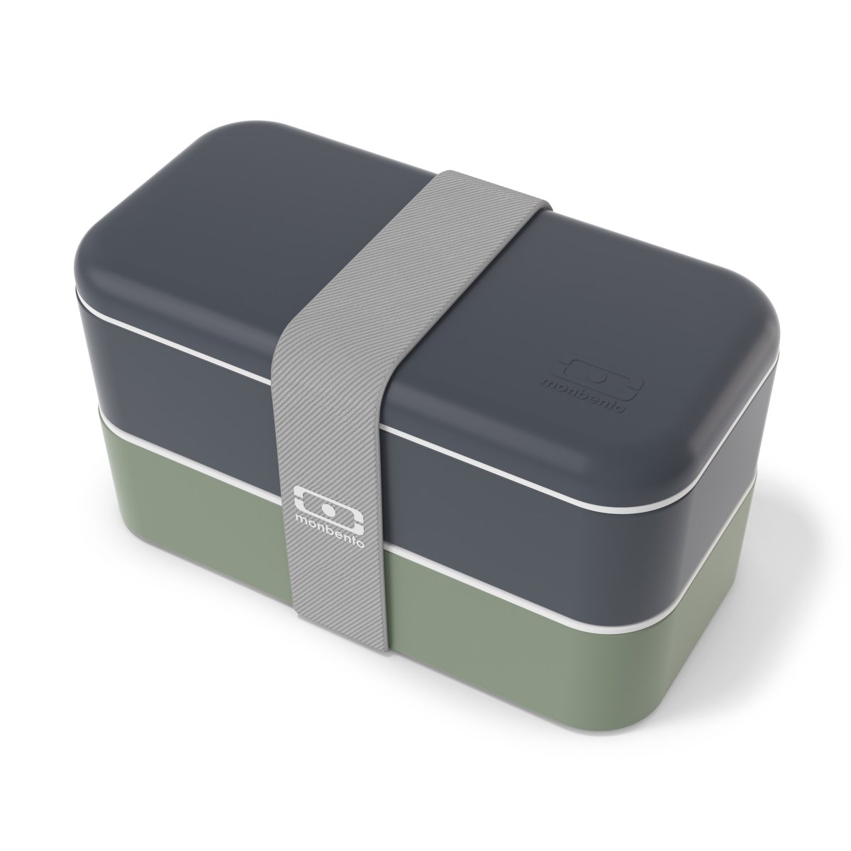 Set repas lunch box 2 étages 1L avec accessoires bleu/vert, MONBENTO