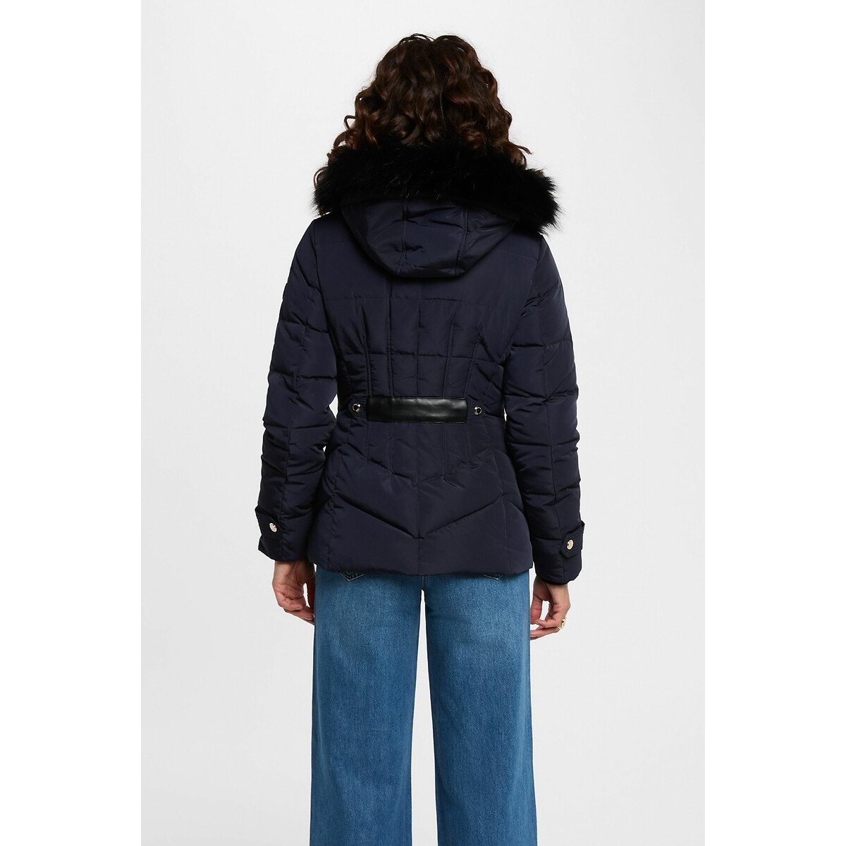 Short Fitted Padded Jacket navy blue, MORGAN