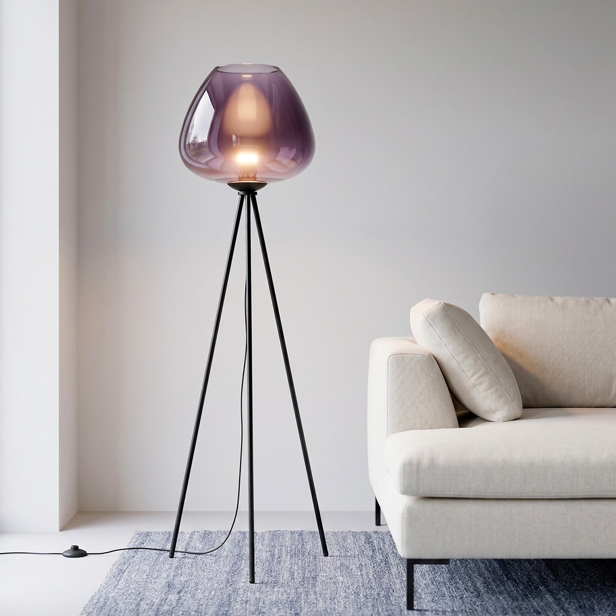 Lampadaire en verre et acier, SPHERE bleu, KARE DESIGN