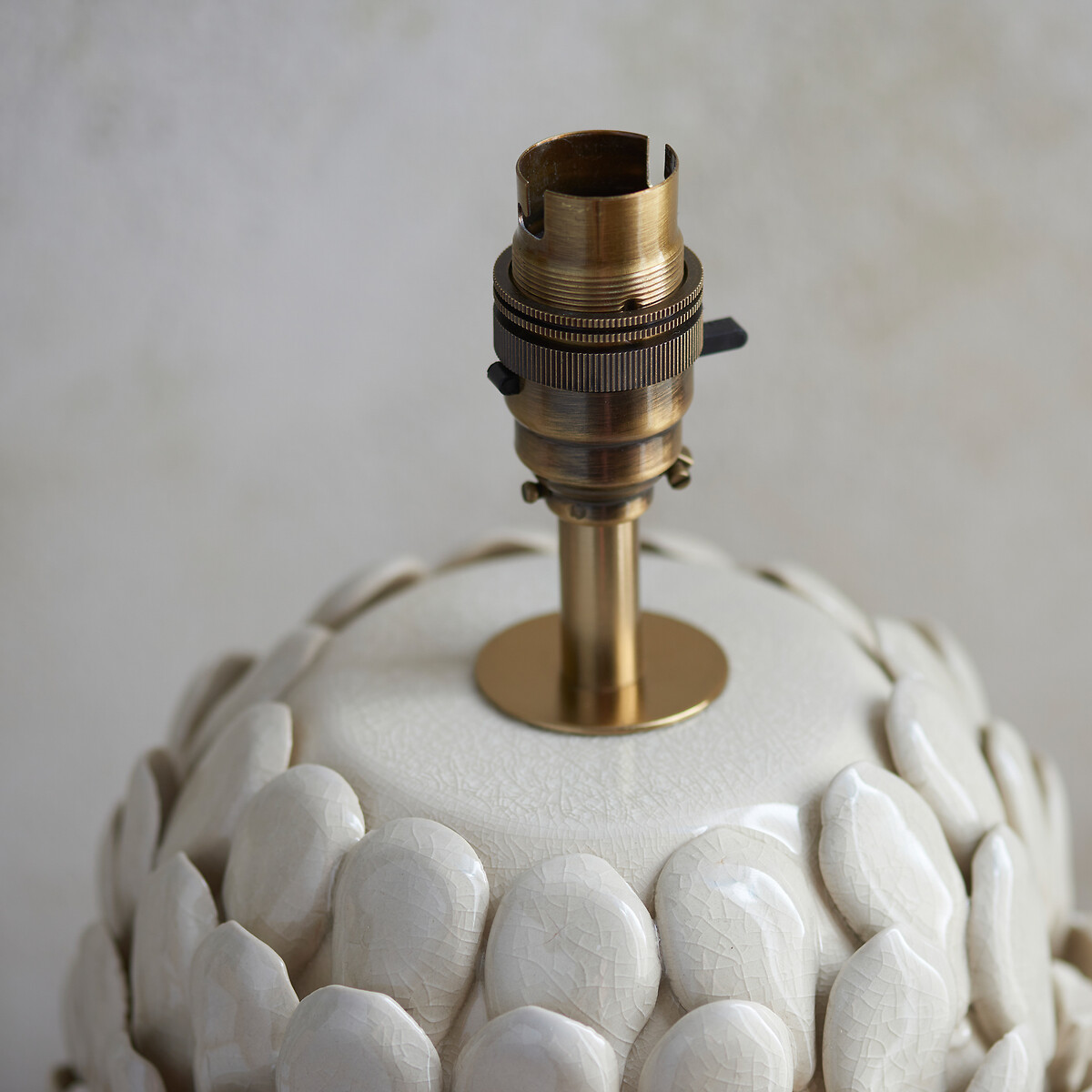 Small Leafy Table Lamp Base in Ivory Crackle Glaze cream, ÉDITÉ