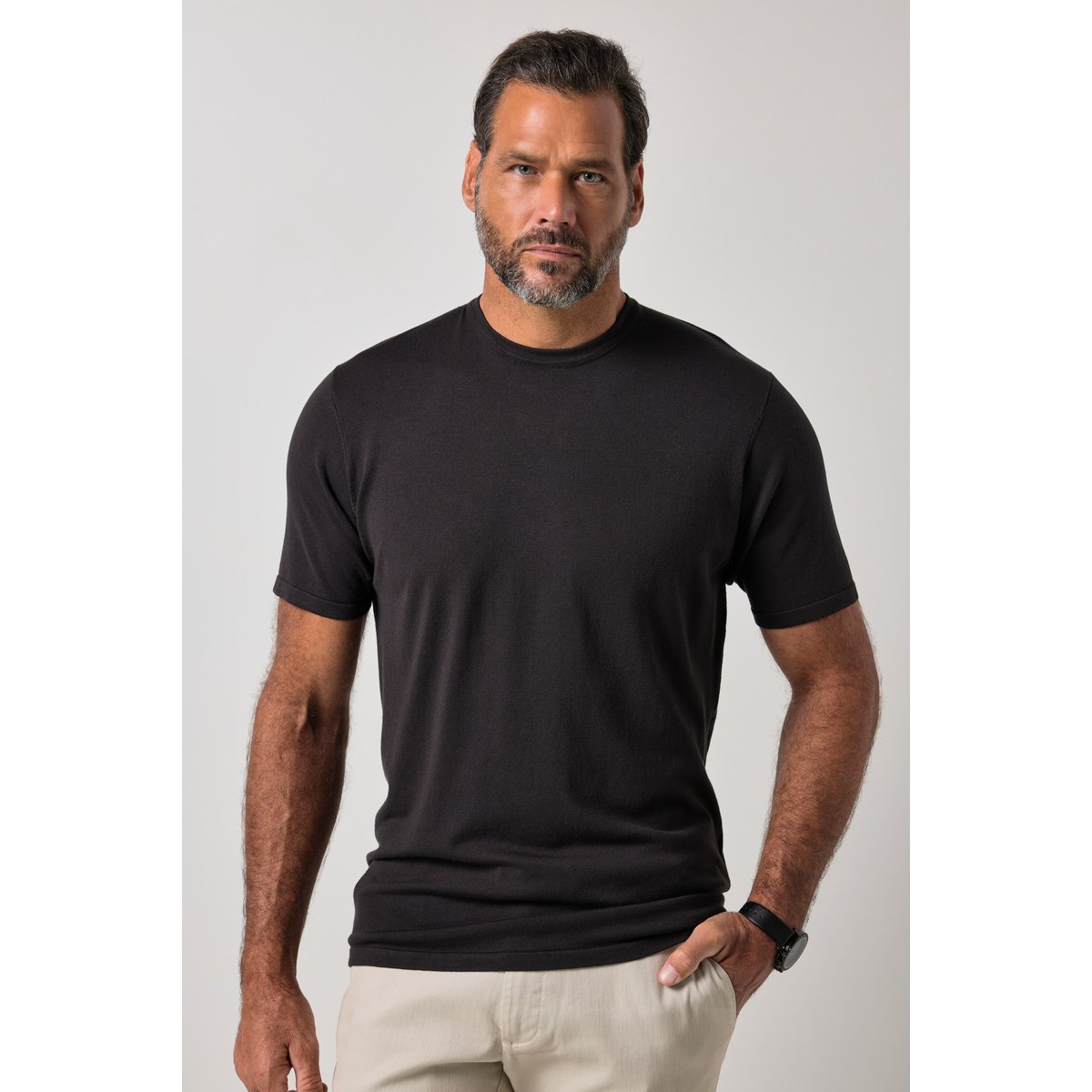 T-shirt FLEXNAMIC®, maille fine marron foncé, JP1880