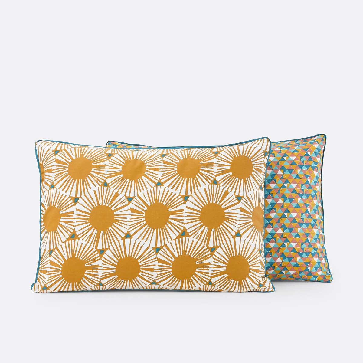 Taie d’oreiller pur coton, Jahia imprimé jaune/bleu, LA REDOUTE INTERIEURS