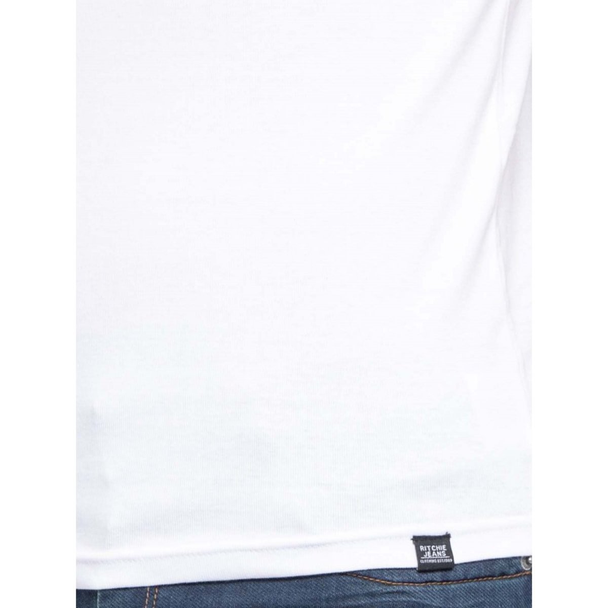 T-shirt Col V Pur Coton Organique Word blanc, RITCHIE