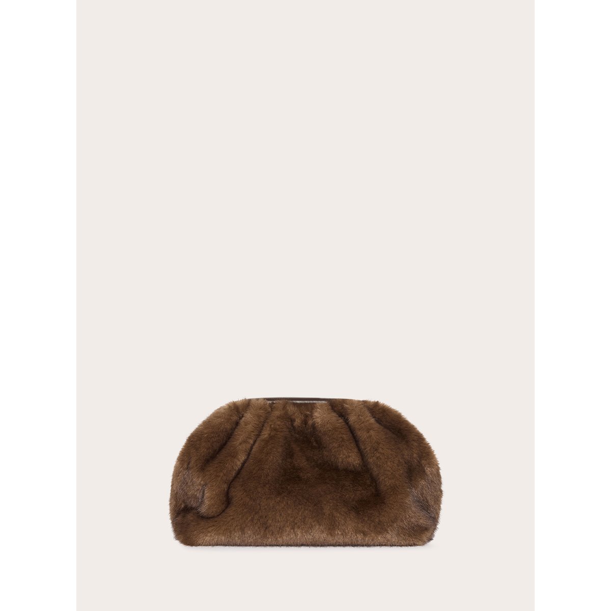 Pochette effet poilu avec bandoulière chaîne marron, MOTIVI