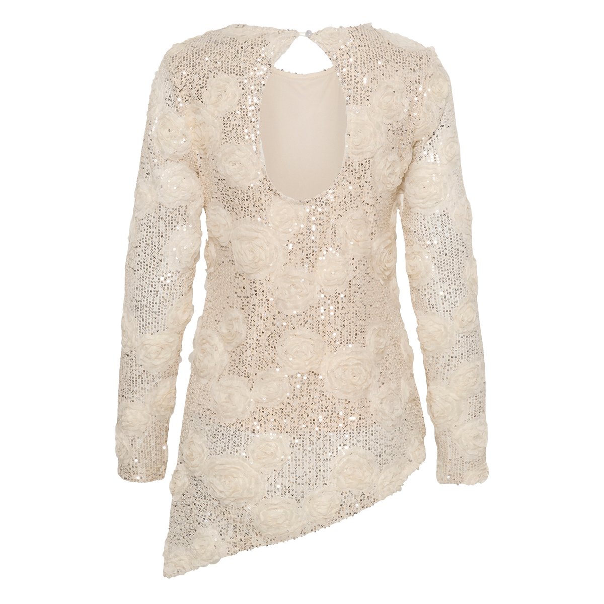Blouse à manches longues beige whitecap sequins, CULTURE
