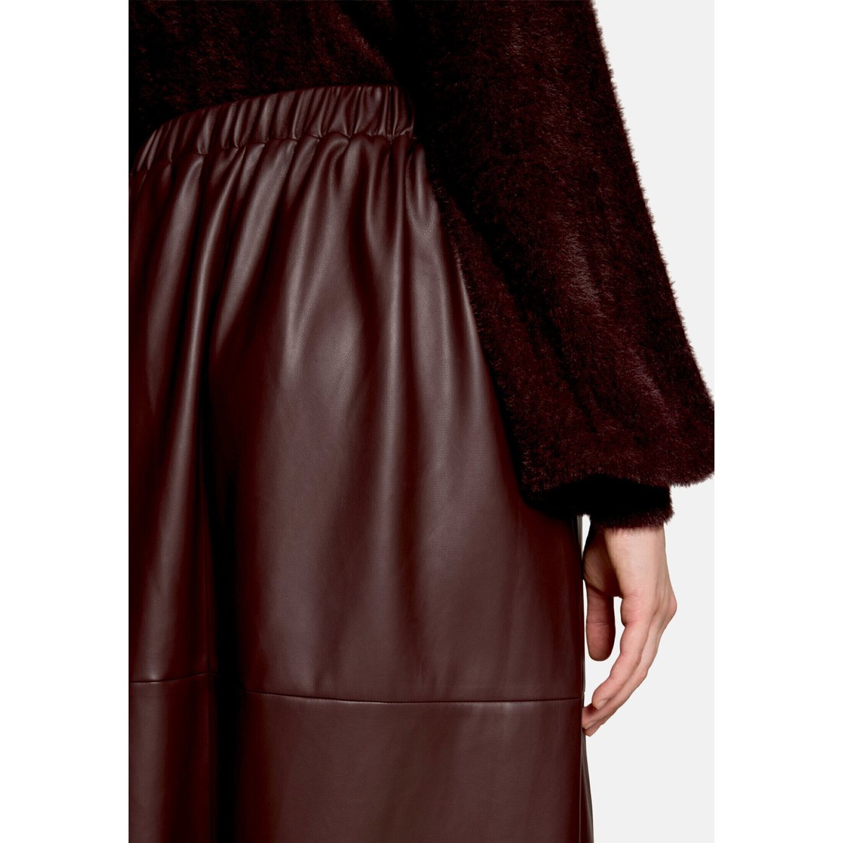 Jupe en cuir à poches espresso brown, VERA MONT