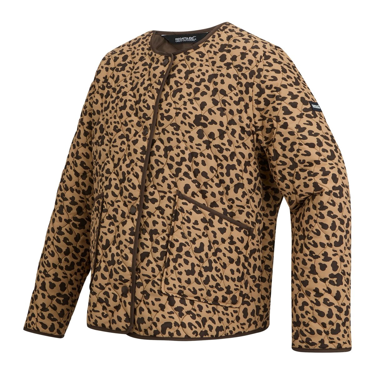 Veste matelassée à boutons-pression motif/style imprimé léopard MIRA marron, REGATTA